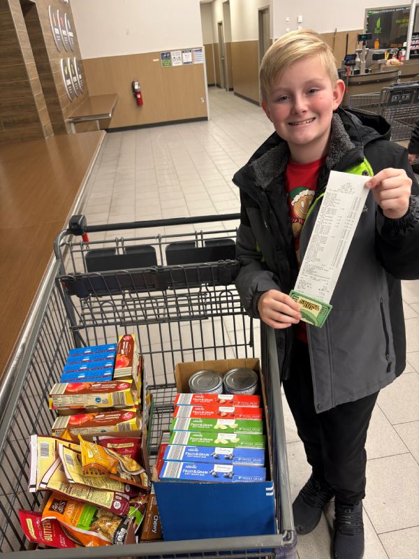 Declan with his project results