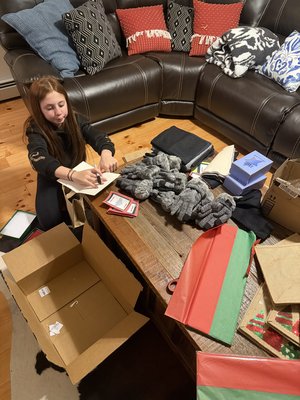 Dalton giving winter gear to crossing guards